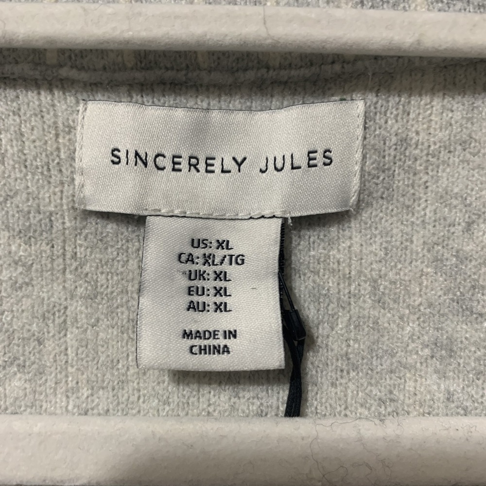 Sincerely Jules Women's XL Striped Open Front Blazer Sweater Jacket Gray White - Picture 8 of 16